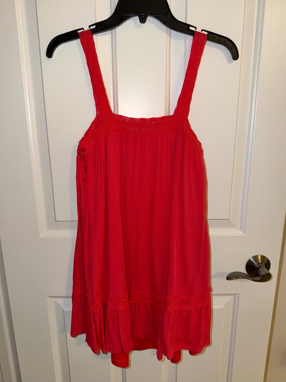 Coral Sundress with Lace Trim & Lace Up Sides Size S